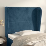 vidaXL Tăblie pat cu urechi albastru închis 103x23x118/128cm catifea vidaXL Tăblie pat cu urechi albastru închis 103x23x118/128cm catifea
