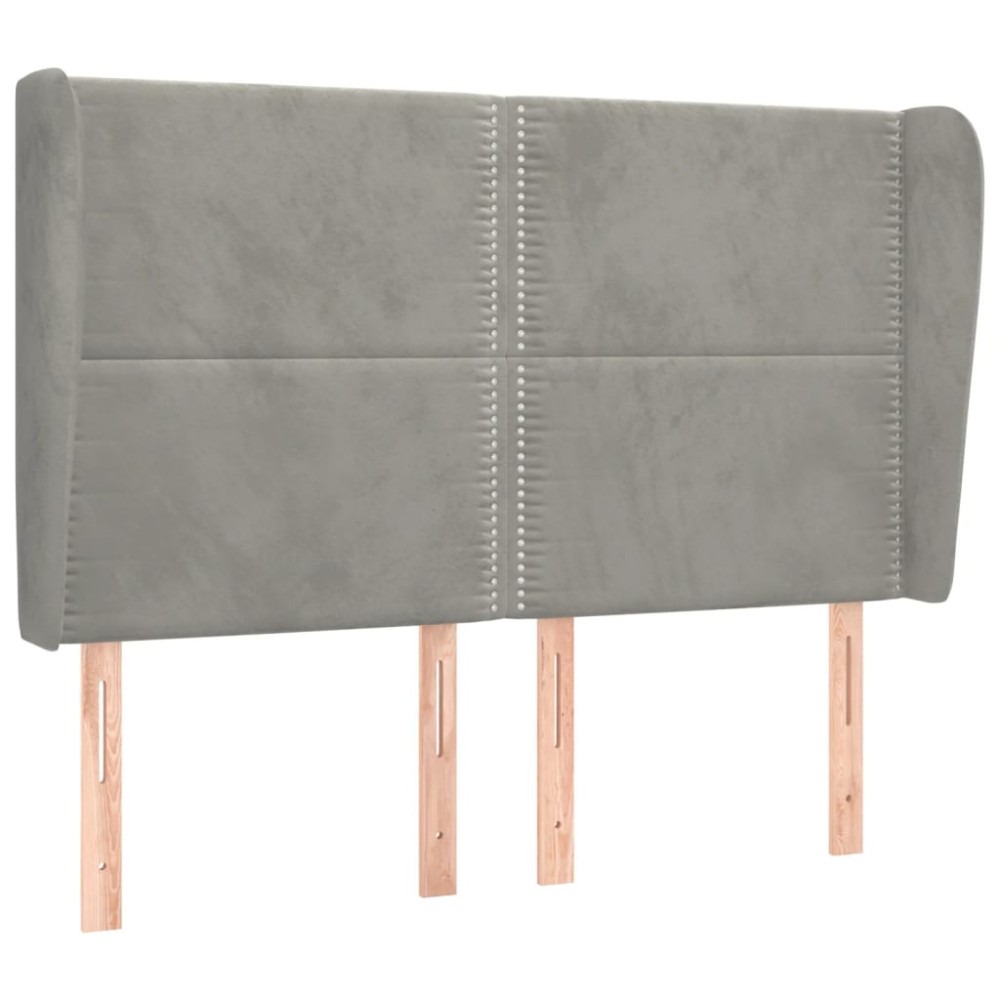 vidaXL Tăblie de pat cu aripioare gri deschis 147x23x118/128cm catifea