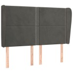 vidaXL Tăblie de pat cu aripioare gri închis 147x23x118/128 cm catifea