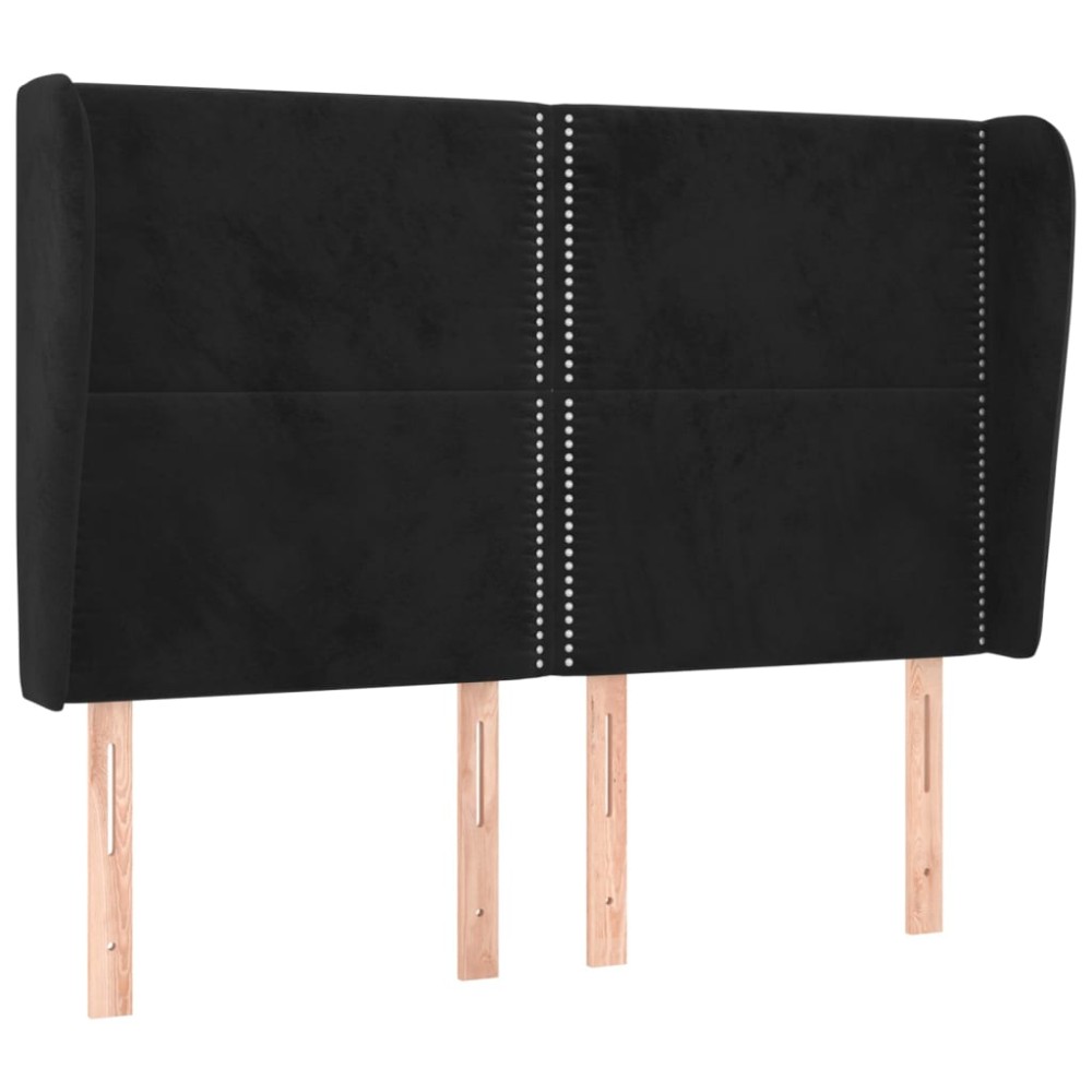 vidaXL Tăblie de pat cu aripioare, negru, 147x23x118/128 cm, catifea