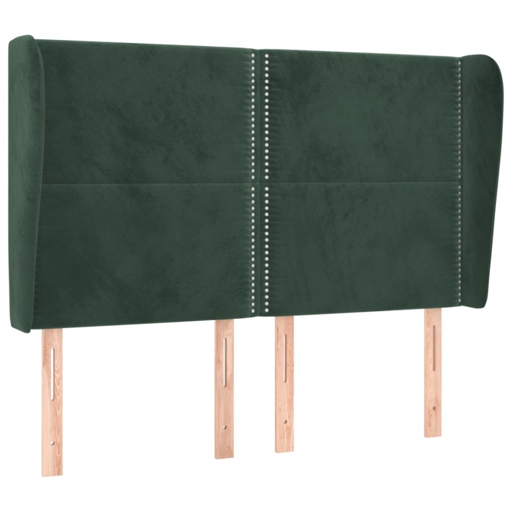 vidaXL Tăblie pat cu aripioare verde închis 147x23x118/128 cm catifea