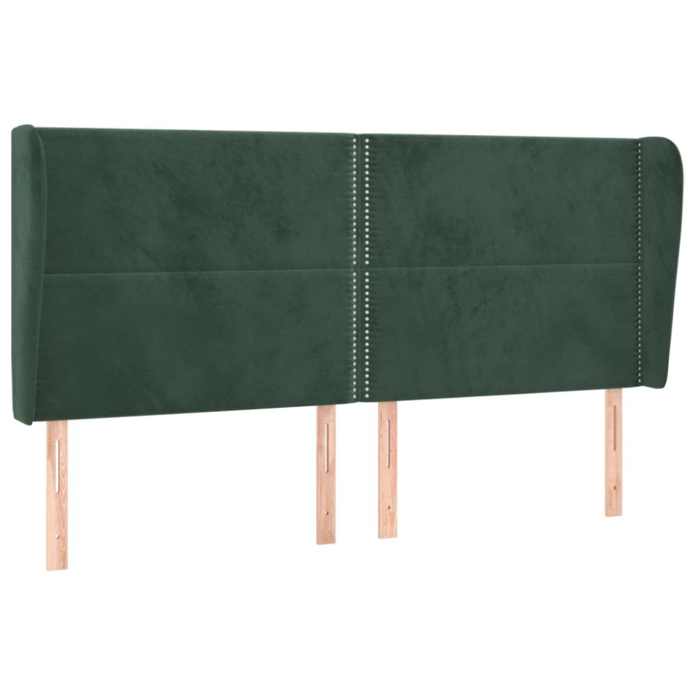 vidaXL Tăblie pat cu aripioare verde închis 163x23x118/128 cm catifea