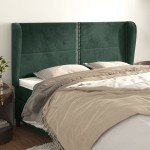 vidaXL Tăblie pat cu aripioare verde închis 163x23x118/128 cm catifea vidaXL Tăblie pat cu aripioare verde închis 163x23x118/128 cm catifea