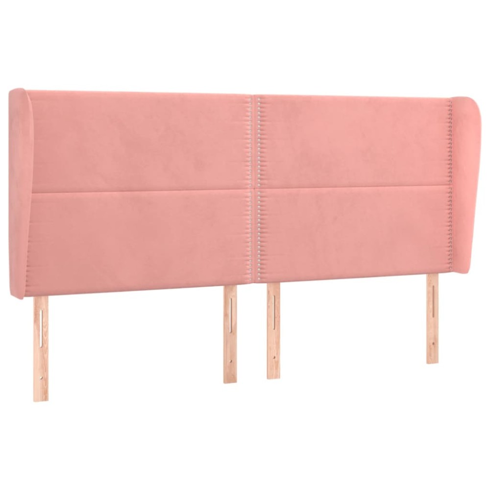 vidaXL Tăblie de pat cu aripioare, roz, 163x23x118/128 cm, catifea