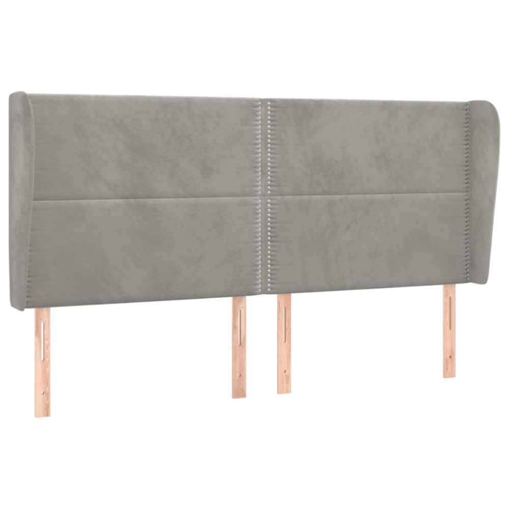 vidaXL Tăblie de pat cu aripioare gri deschis 183x23x118/128cm catifea