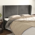 vidaXL Tăblie de pat cu aripioare gri închis 183x23x118/128 cm catifea vidaXL Tăblie de pat cu aripioare gri închis 183x23x118/128 cm catifea