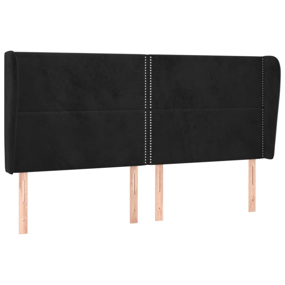 vidaXL Tăblie de pat cu aripioare, negru, 183x23x118/128 cm, catifea