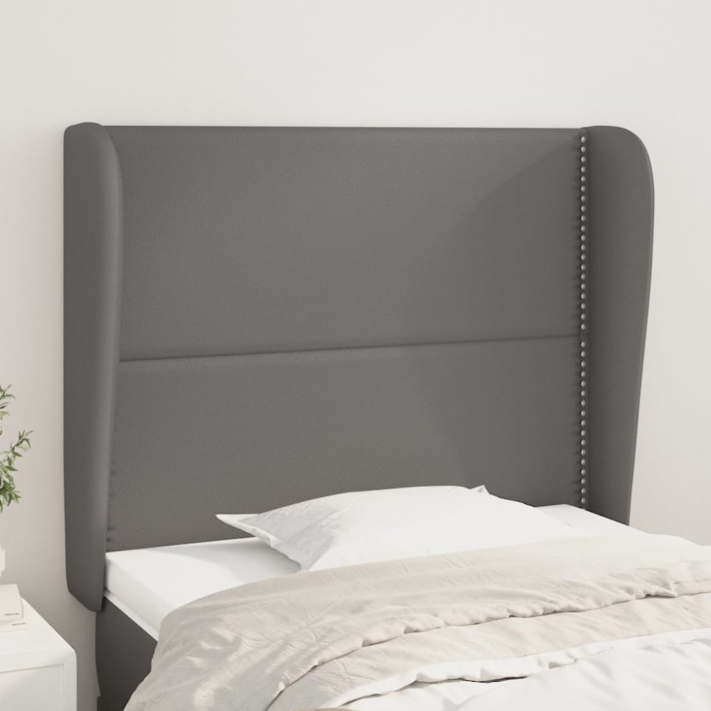 vidaXL Tăblie de pat cu aripioare, gri, 83x23x118/128 cm, piele eco