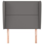 vidaXL Tăblie de pat cu aripioare, gri, 83x23x118/128 cm, piele eco vidaXL Tăblie de pat cu aripioare, gri, 83x23x118/128 cm, piele eco