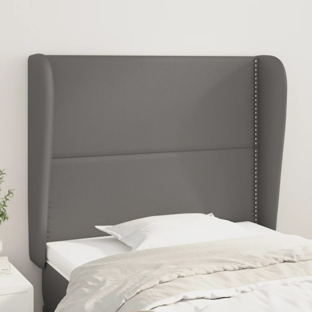 vidaXL Tăblie de pat cu aripioare gri 93x23x118/128 cm piele eco