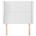 vidaXL Tăblie de pat cu aripioare, alb, 103x23x118/128 cm, piele eco