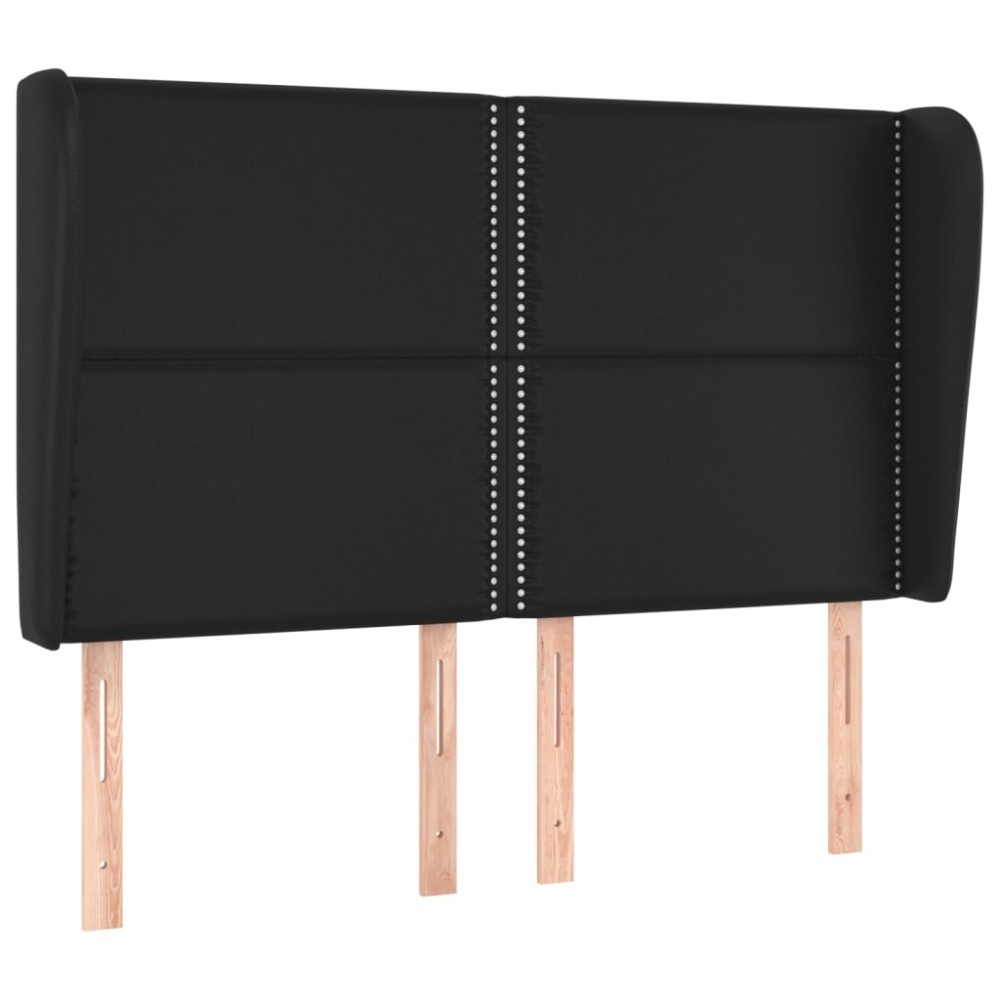 vidaXL Tăblie de pat cu aripioare, negru, 147x23x118/128 cm, piele eco
