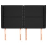vidaXL Tăblie de pat cu aripioare, negru, 147x23x118/128 cm, piele eco