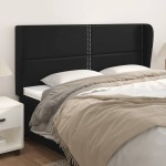 vidaXL Tăblie de pat cu aripioare, negru, 163x23x118/128 cm, piele eco