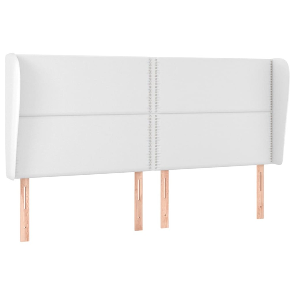 vidaXL Tăblie de pat cu aripioare, alb, 163x23x118/128 cm, piele eco