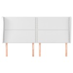 vidaXL Tăblie de pat cu aripioare, alb, 163x23x118/128 cm, piele eco