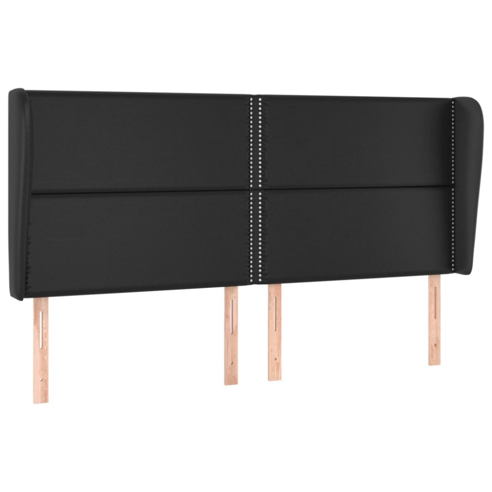 vidaXL Tăblie de pat cu aripioare, negru, 183x23x118/128 cm, piele eco