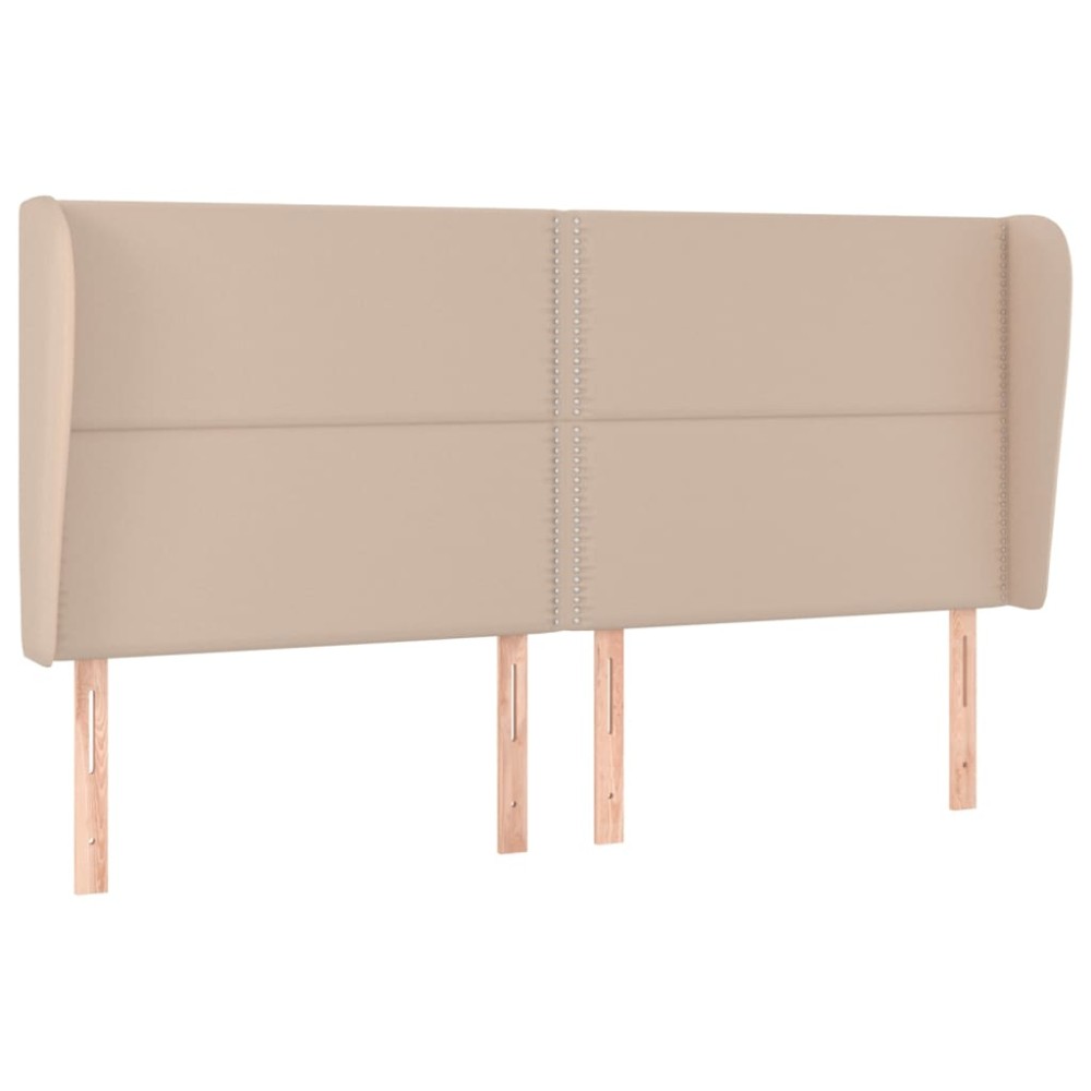 vidaXL Tăblie pat cu aripioare cappuccino 183x23x118/128 cm piele eco