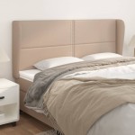 vidaXL Tăblie pat cu aripioare cappuccino 183x23x118/128 cm piele eco
