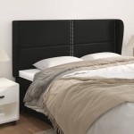 vidaXL Tăblie de pat cu aripioare, negru, 203x23x118/128 cm, piele eco