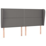 vidaXL Tăblie de pat cu aripioare gri 203x23x118/128 cm piele eco