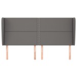 vidaXL Tăblie de pat cu aripioare gri 203x23x118/128 cm piele eco