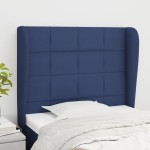 vidaXL Tăblie de pat cu aripioare, albastru, 83x23x118/128 cm, textil vidaXL Tăblie de pat cu aripioare, albastru, 83x23x118/128 cm, textil