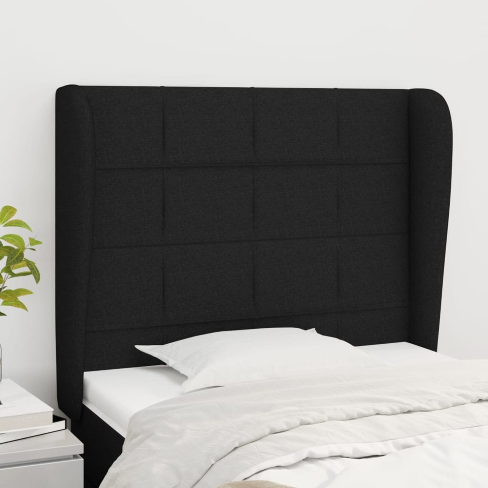 vidaXL Tăblie de pat cu aripioare, negru, 103x23x118/128 cm, textil
