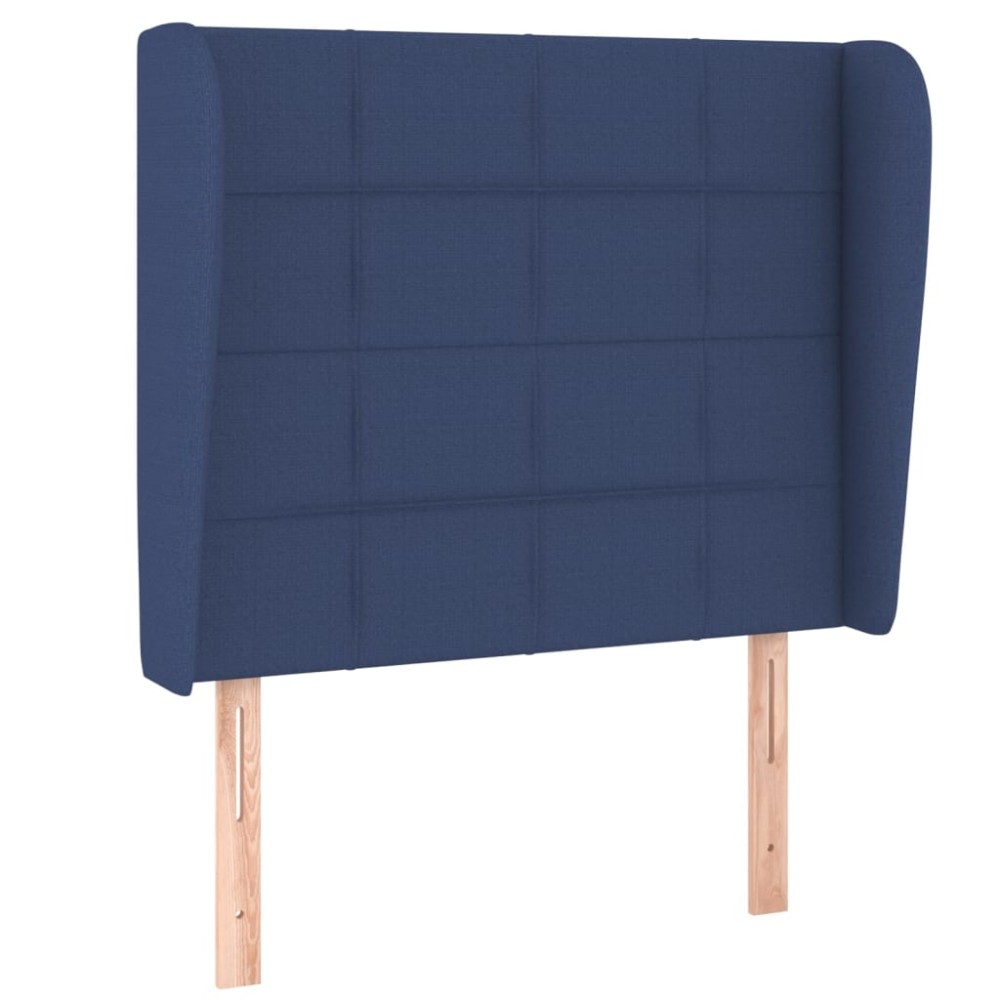 vidaXL Tăblie de pat cu aripioare, albastru, 103x23x118/128 cm, textil