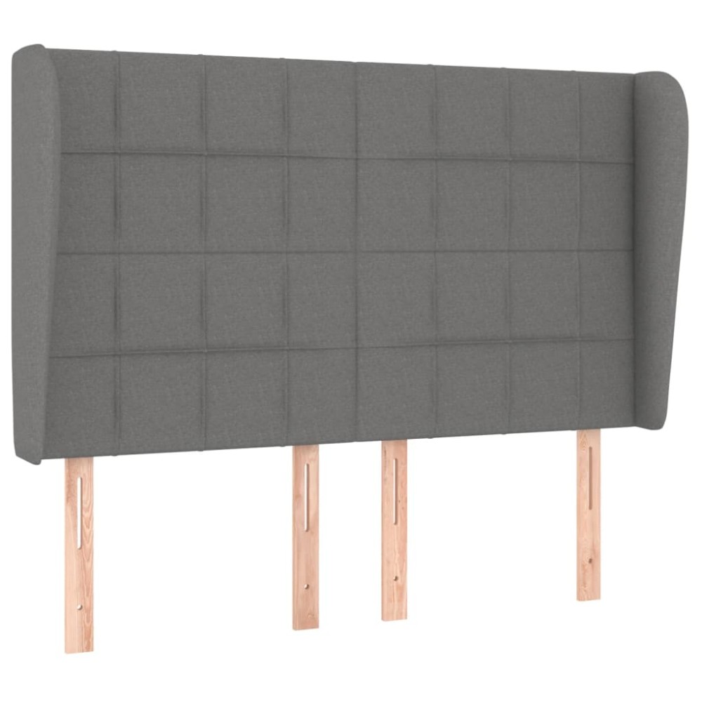 vidaXL Tăblie de pat cu aripioare gri închis 147x23x118/128 cm textil