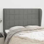 vidaXL Tăblie de pat cu aripioare gri închis 147x23x118/128 cm textil vidaXL Tăblie de pat cu aripioare gri închis 147x23x118/128 cm textil