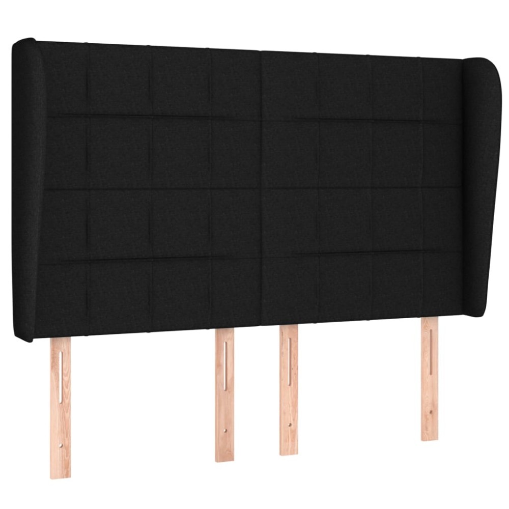 vidaXL Tăblie de pat cu aripioare, negru, 147x23x118/128 cm, textil