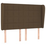 vidaXL Tăblie de pat cu aripioare maro închis 147x23x118/128 cm textil vidaXL Tăblie de pat cu aripioare maro închis 147x23x118/128 cm textil