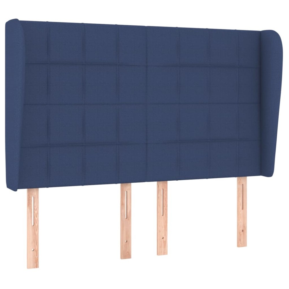 vidaXL Tăblie de pat cu aripioare, albastru, 147x23x118/128 cm, textil