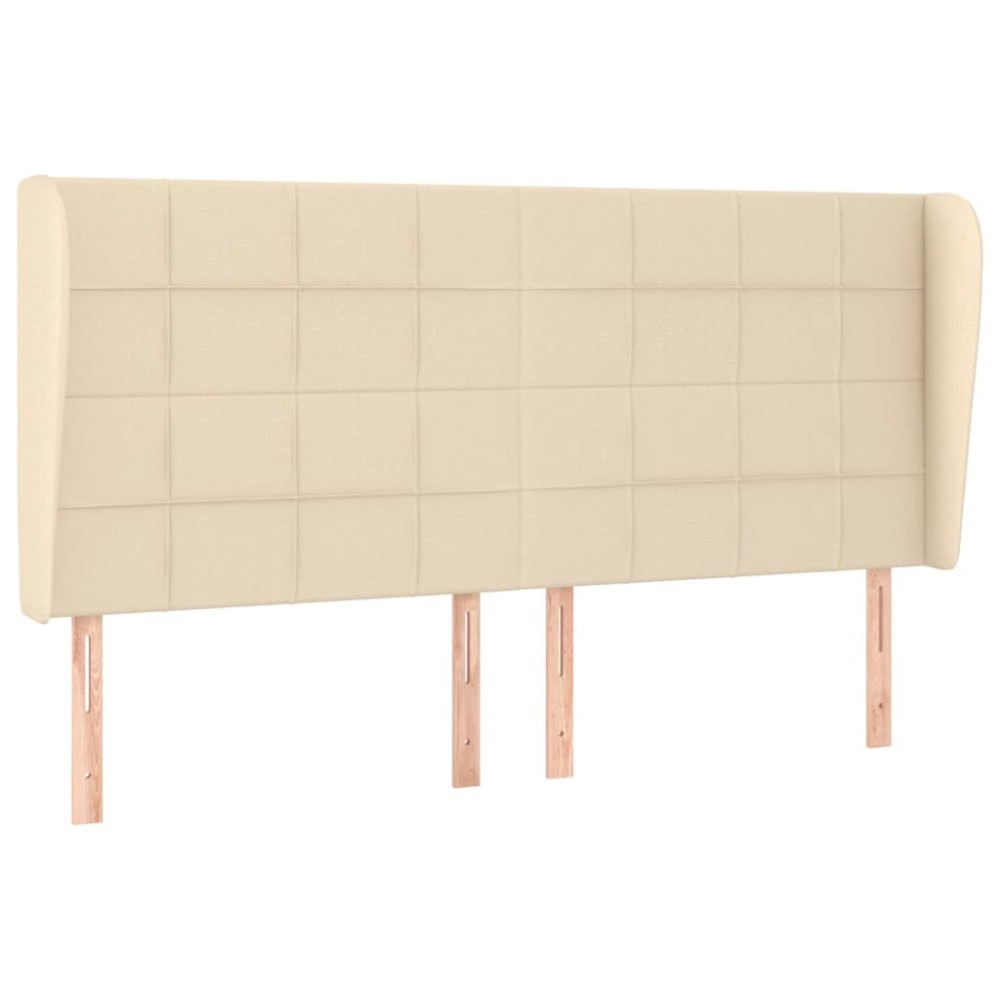 vidaXL Tăblie de pat cu aripioare, crem, 163x23x118/128 cm, textil