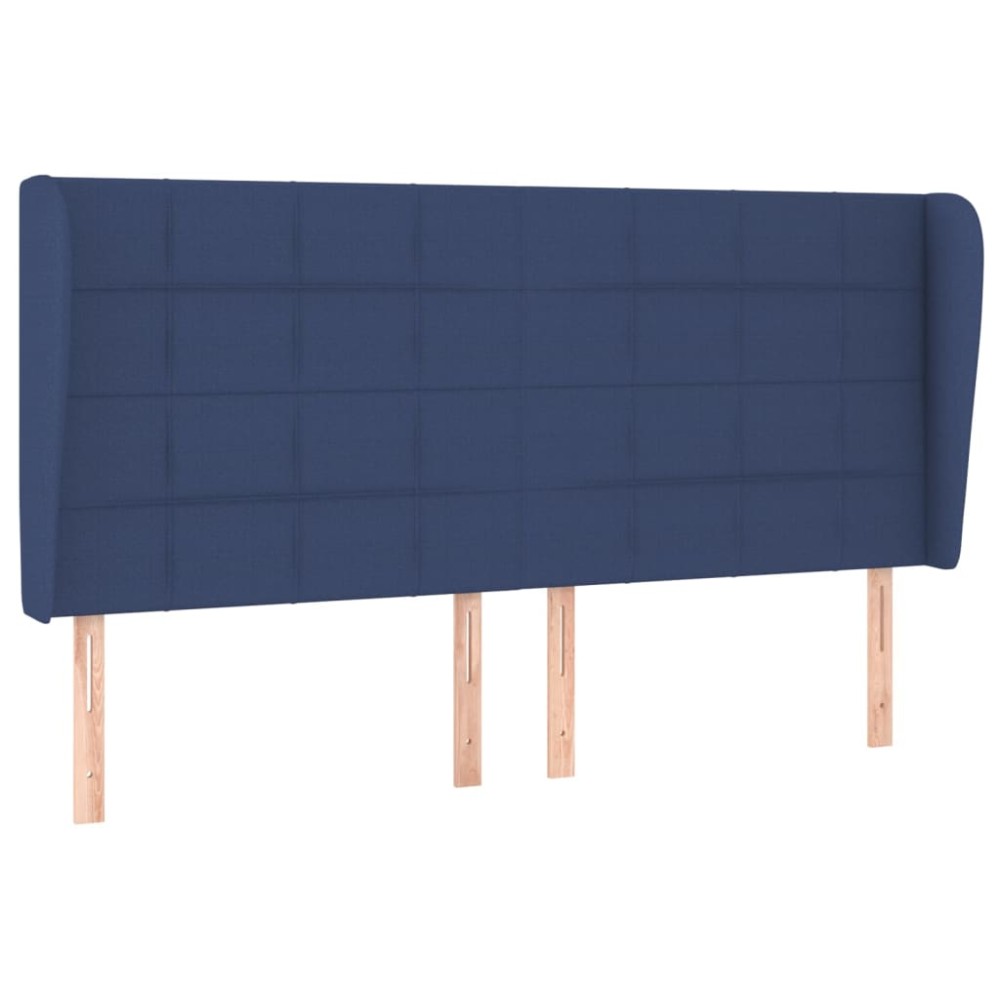 vidaXL Tăblie de pat cu aripioare, albastru, 163x23x118/128 cm, textil