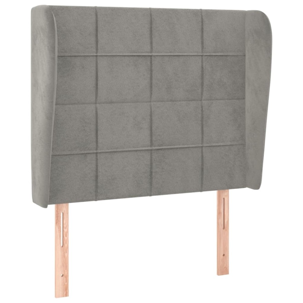 vidaXL Tăblie de pat cu aripioare gri deschis 93x23x118/128 cm catifea