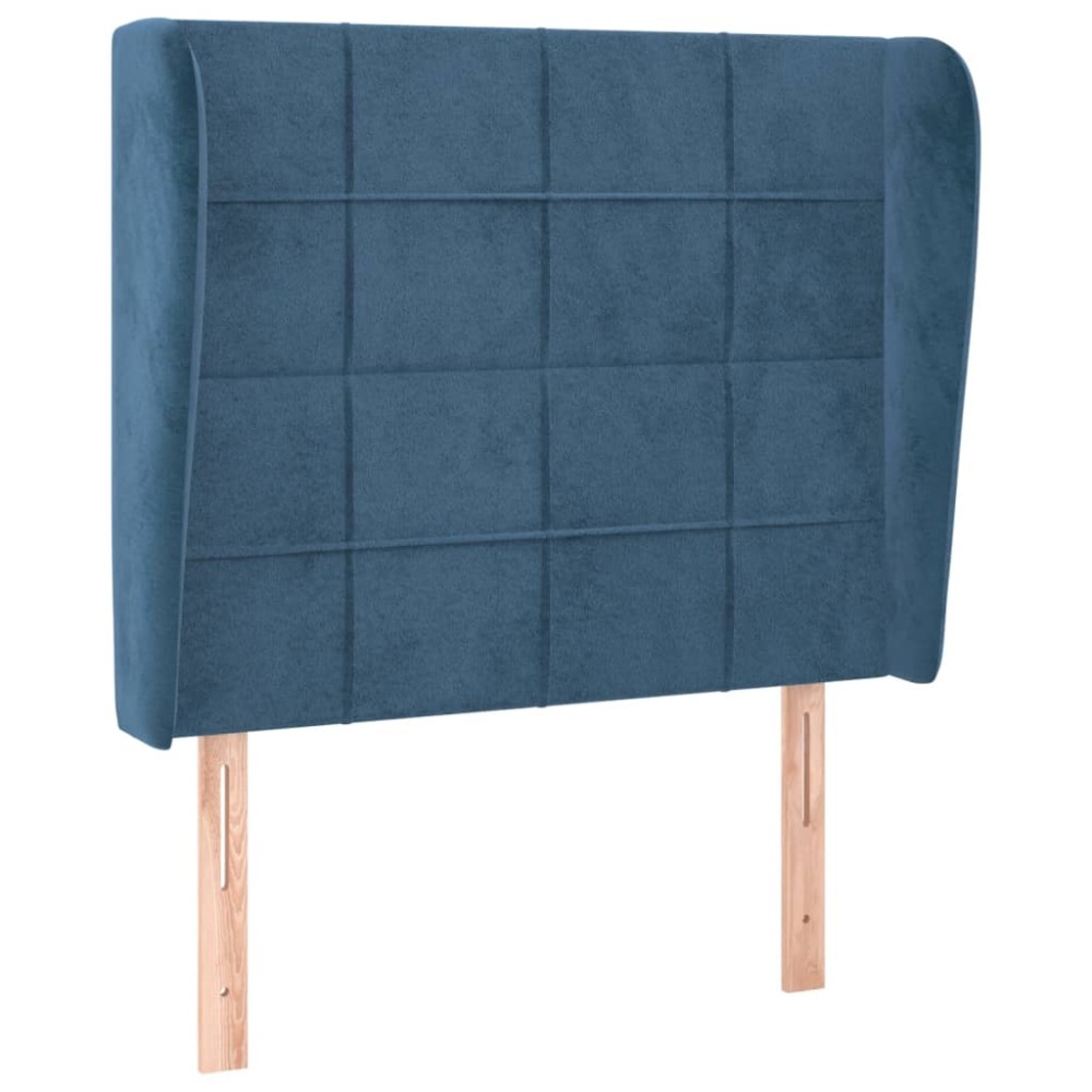 vidaXL Tăblie pat cu aripioare albastru închis 93x23x118/128cm catifea