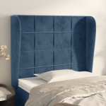 vidaXL Tăblie pat cu aripioare albastru închis 93x23x118/128cm catifea vidaXL Tăblie pat cu aripioare albastru închis 93x23x118/128cm catifea