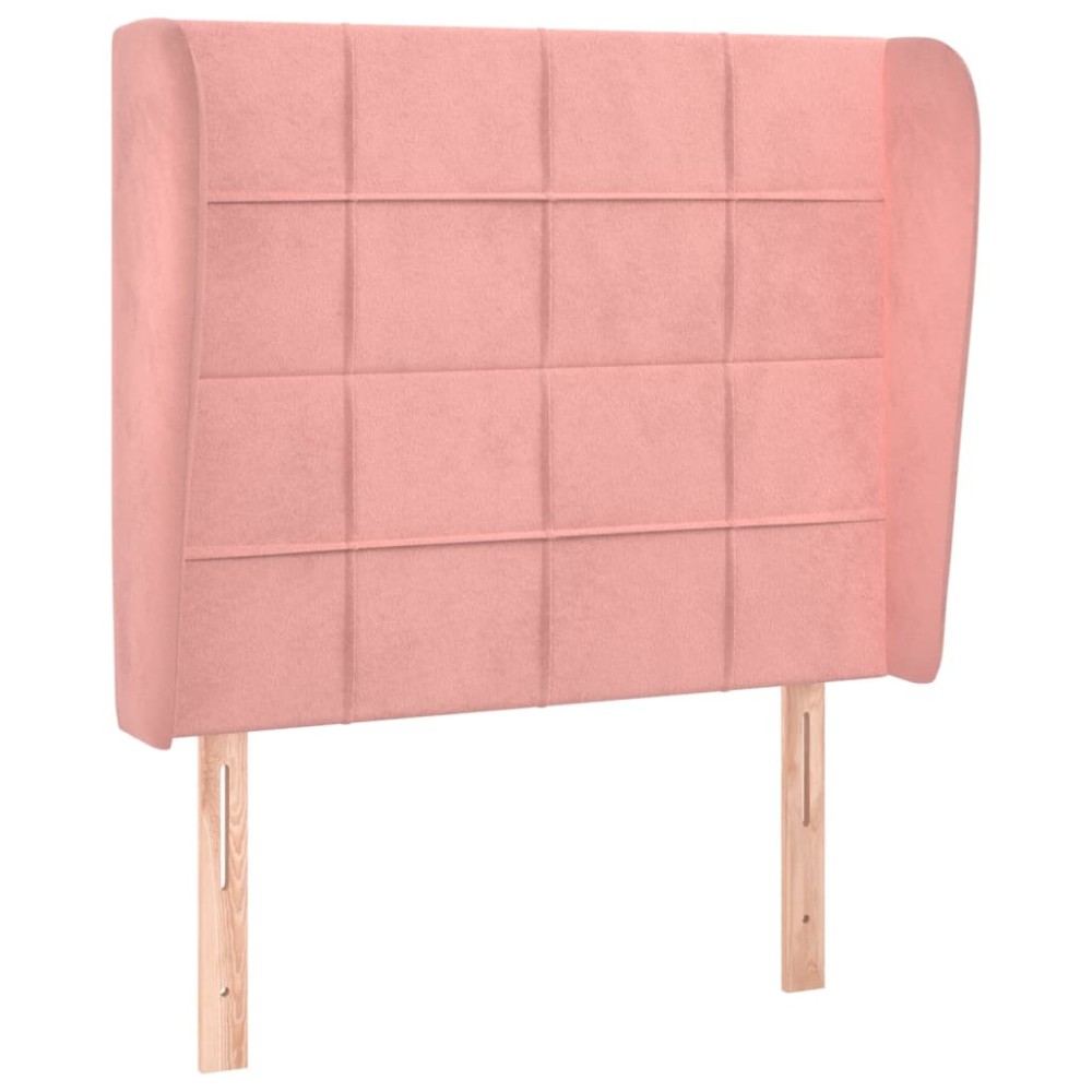vidaXL Tăblie de pat cu aripioare, roz, 93x23x118/128 cm, catifea