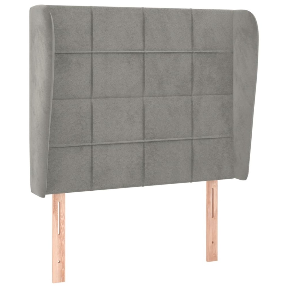 vidaXL Tăblie de pat cu aripioare gri deschis 103x23x118/128cm catifea