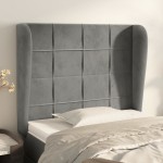 vidaXL Tăblie de pat cu aripioare gri deschis 103x23x118/128cm catifea vidaXL Tăblie de pat cu aripioare gri deschis 103x23x118/128cm catifea