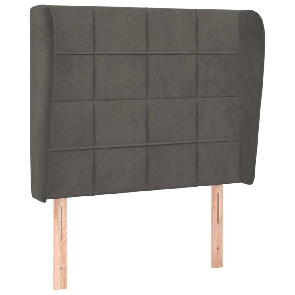 vidaXL Tăblie de pat cu aripioare gri închis 103x23x118/128 cm catifea