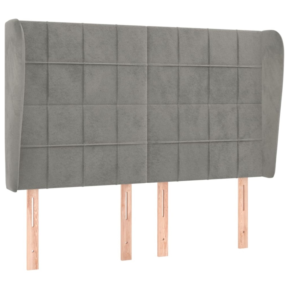 vidaXL Tăblie de pat cu aripioare gri deschis 147x23x118/128cm catifea
