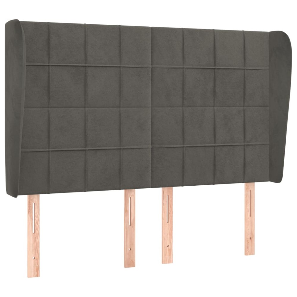 vidaXL Tăblie de pat cu aripioare gri închis 147x23x118/128 cm catifea