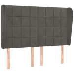 vidaXL Tăblie de pat cu aripioare gri închis 147x23x118/128 cm catifea