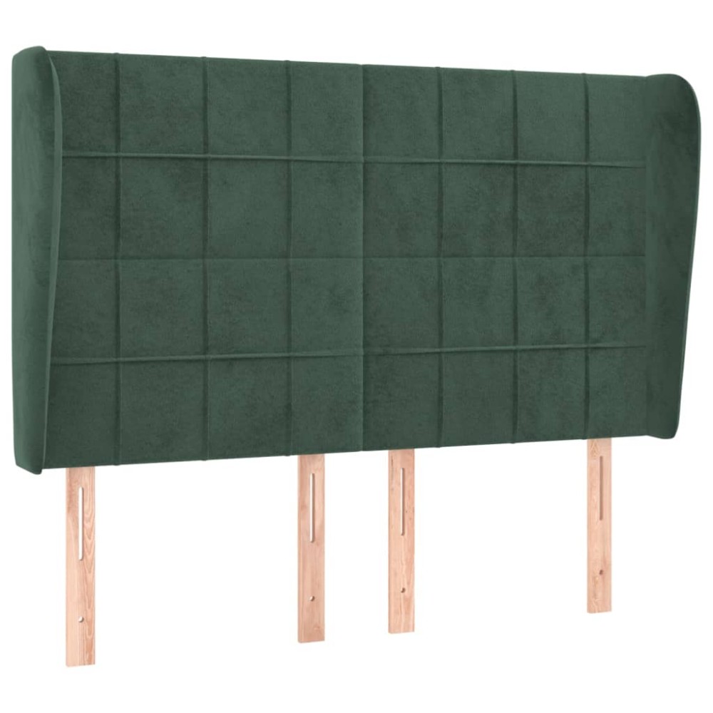 vidaXL Tăblie pat cu aripioare verde închis 147x23x118/128 cm catifea
