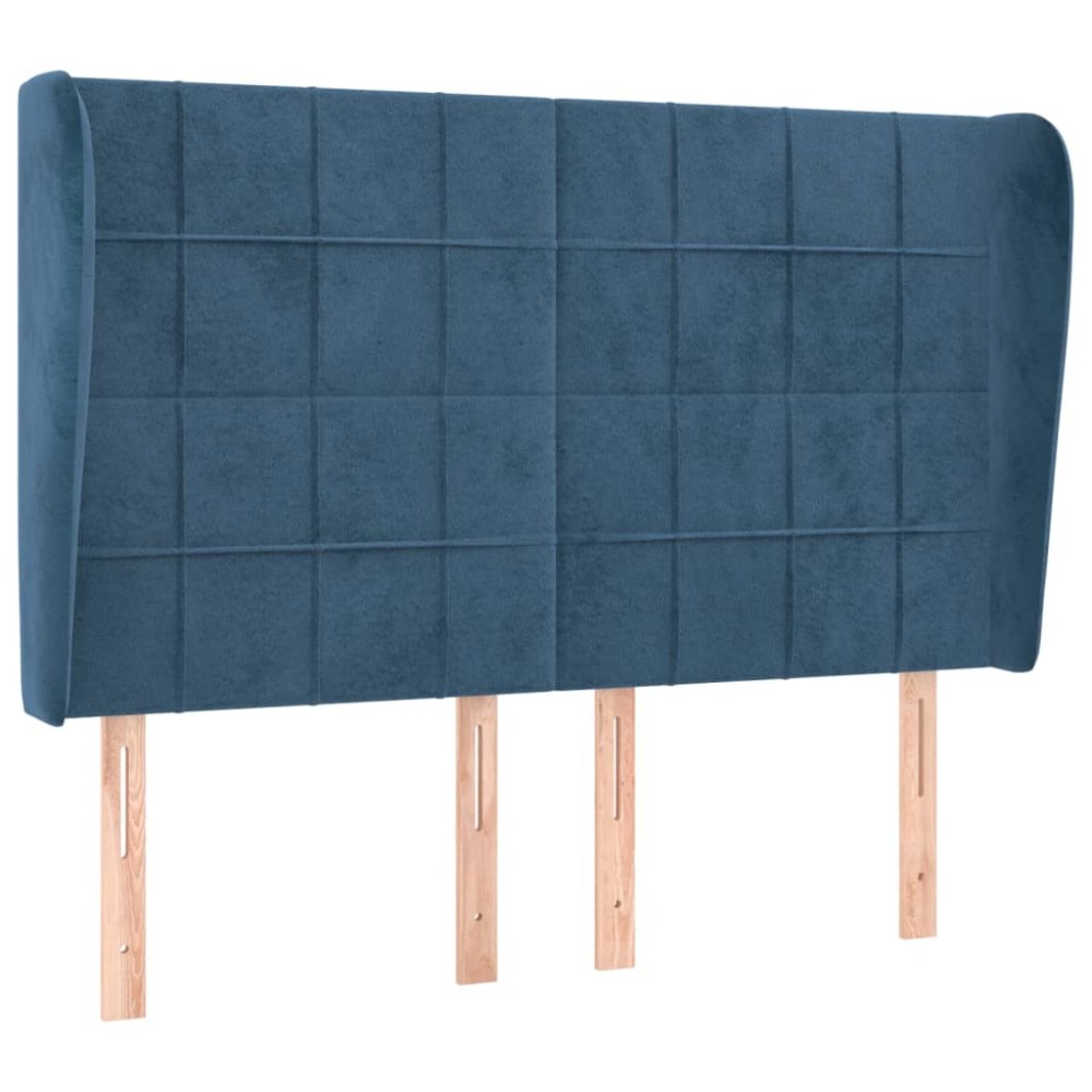 vidaXL Tăblie pat cu urechi albastru închis 147x23x118/128 cm catifea