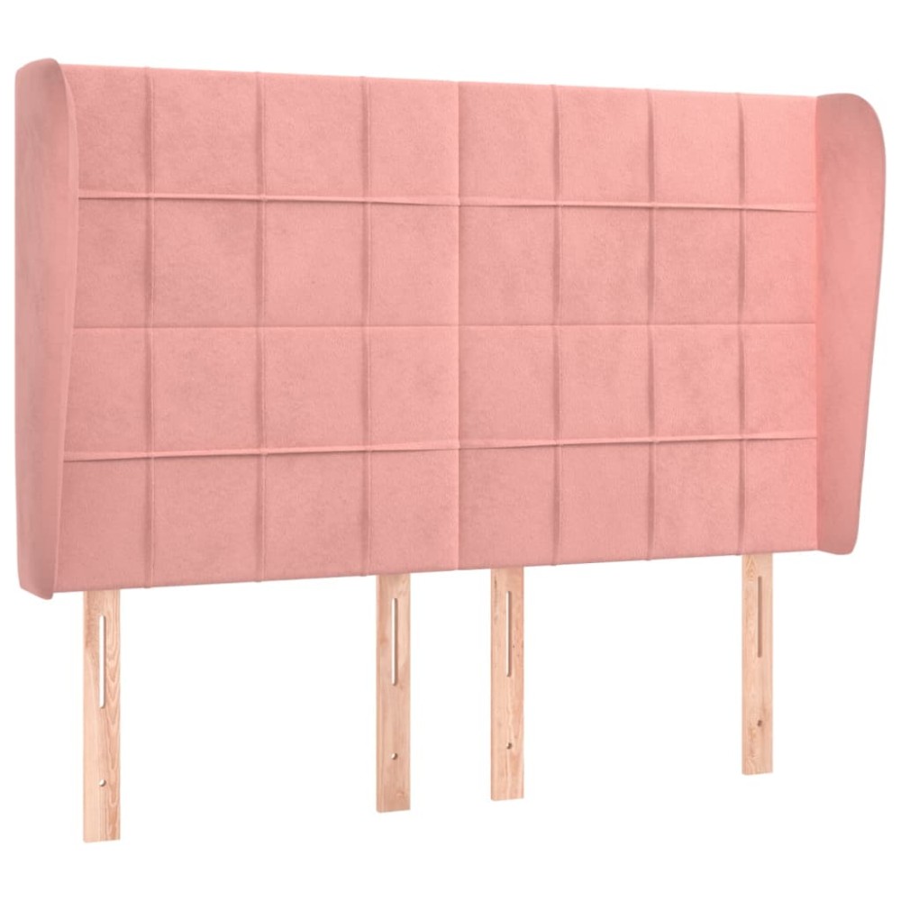 vidaXL Tăblie de pat cu aripioare, roz, 147x23x118/128 cm, catifea
