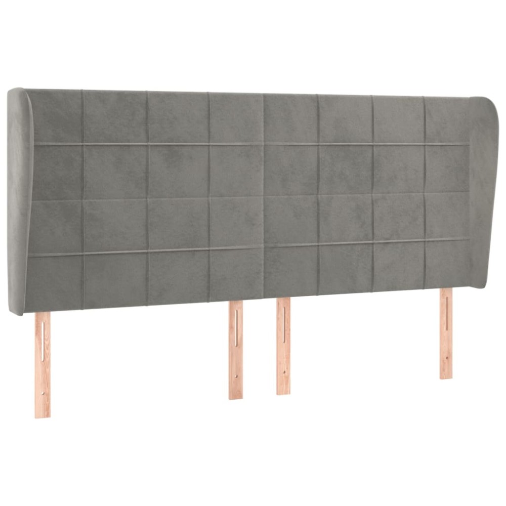 vidaXL Tăblie de pat cu aripioare gri deschis 163x23x118/128cm catifea